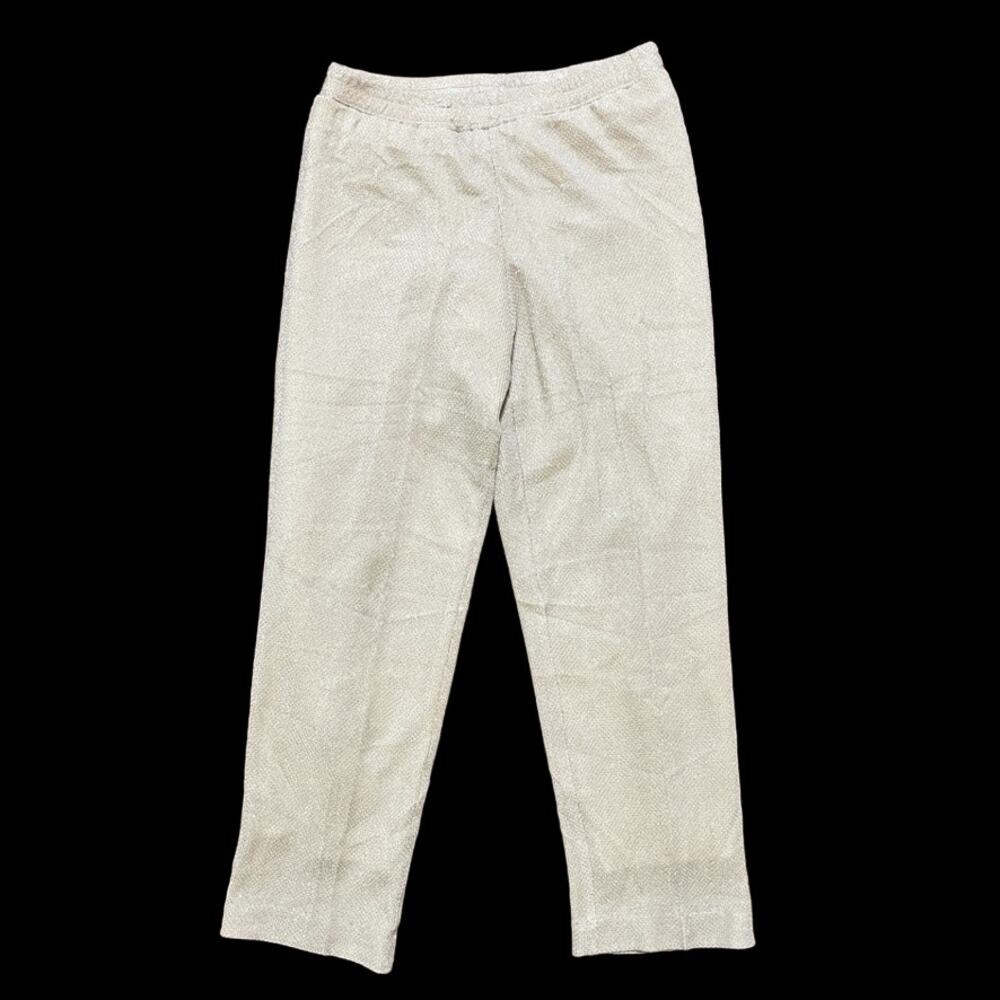VTG R&M RICHARDS Cream Metallic Silver Pull On Formal Pants SZ M